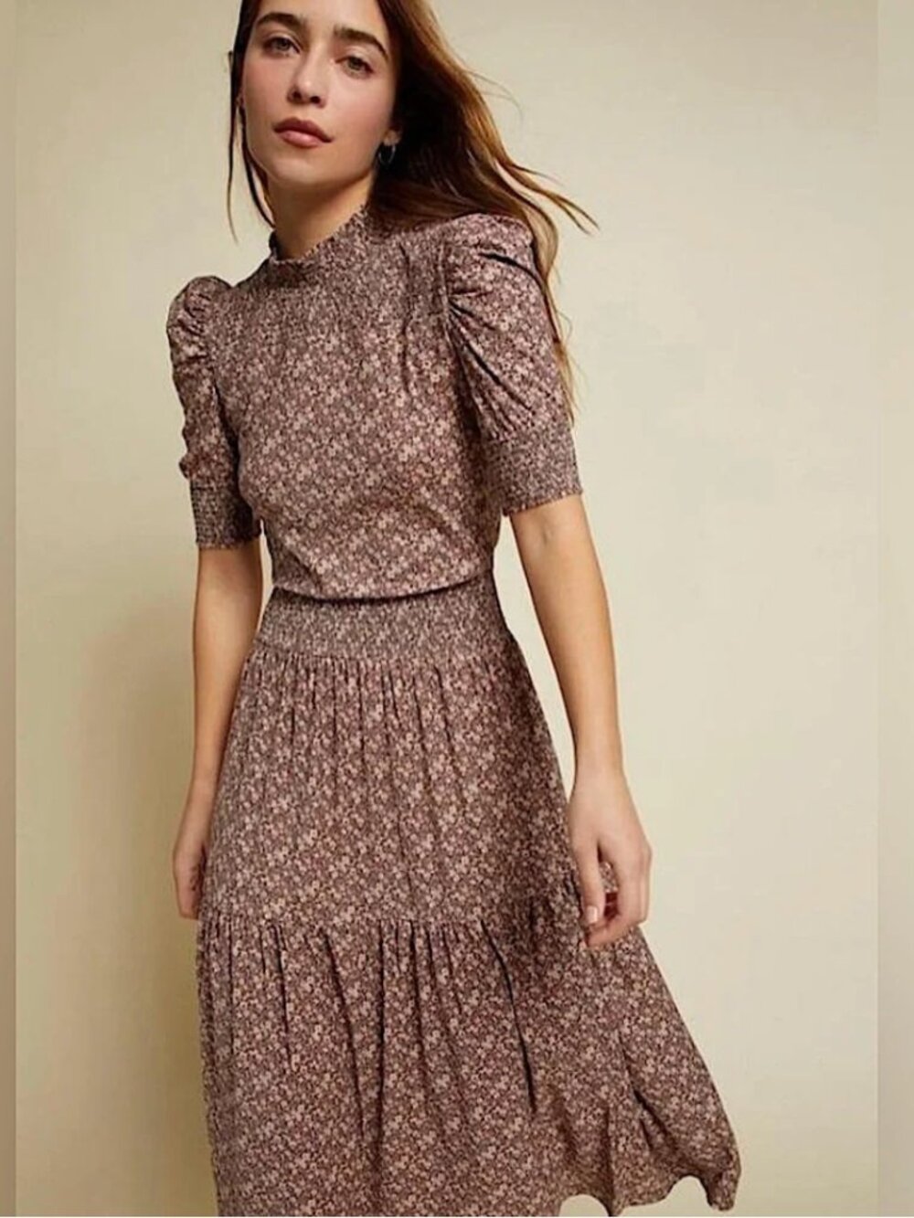 NATION LTD Fabiana Easy Victorian Midi Dress Little House Floral Print